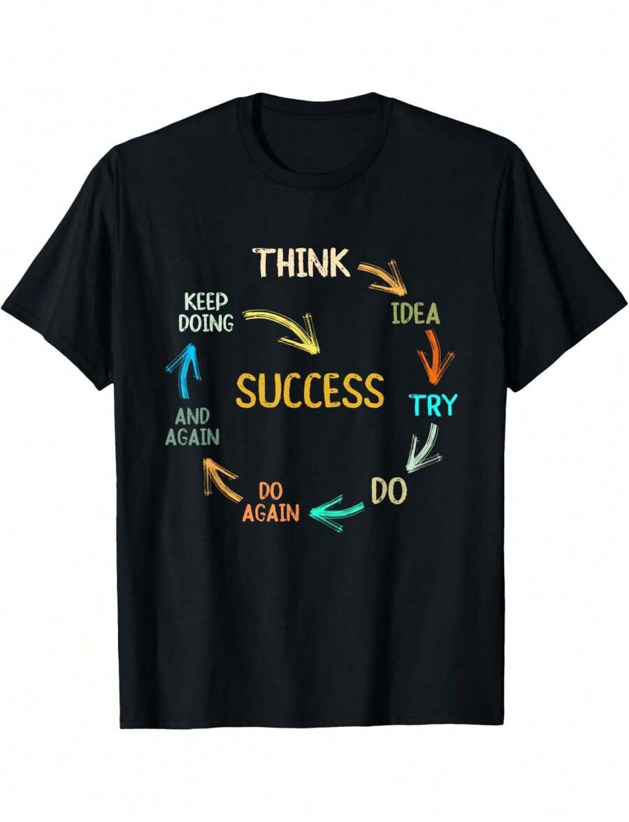 Motivational Quote Motivation Success Inspiration Mindset T-Shirt - Black - View 1