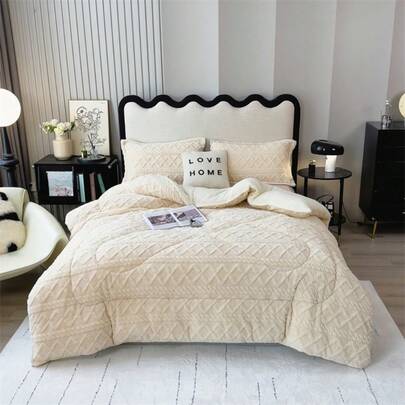 WERVITY 1 Thick Soft Quilt Taffeta Quilt, Ultra Breathable All Season Reversible Quilt, Tear Resistant, Home Decor, Ultra Soft Thick Fleece Blanket Solid Color, Lightweight And Warm, Machine Washable, Perfect For Sofa, Bed, Office And Travel