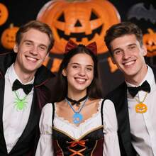 Halloween Bead Necklace With Glow In The Dark Pendant Creative Costume Necklace For Adults And Kids Party Favors - Pink - View 6