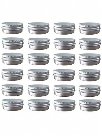 12/24 Pcs Aluminum Tin Jar Refillable Containers, Aluminum Tin Cans With Screw Lid And Labels, Refillable Travel Sized Cosmetic Containers Small Tins For Lip Balm, Lotion, Cream, Masks, Mini Candles, Cosmetics (5ml)