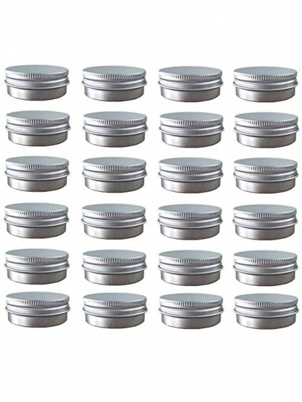 12/24 Pcs Aluminum Tin Jar Refillable Containers, Aluminum Tin Cans With Screw Lid And Labels, Refillable Travel Sized Cosmetic Containers Small Tins For Lip Balm, Lotion, Cream, Masks, Mini Candles, Cosmetics (5ml)