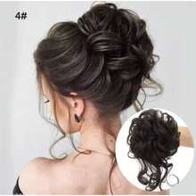 Greek Bun Ponytail Extension With Human-Like Hair, Shine-Free - 棕色 - 查看 1