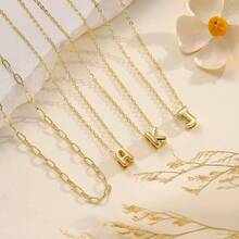 Women's Elegant Double Layer Letter Pendant Necklace With Round  Pendant - 金色 - 查看 8