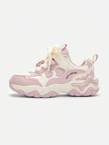 Balabala Giày thể thao nữ Xuân/Thu 2025, Giày thể thao đế dày chống trượt, Phong cách ngọt ngào - trắng đỏ - Xem 2