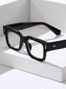 1pc Unisex Plastic Rectangular Frame Black Vintage Modern Simple Style Clear Glasses Hiking Back To School Daily Life Rave Party Street-Photography Vacation Outfits Business Ideal Choice For Gift - Clear - View 2