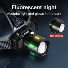 130000流明最强头灯白光/黄光可充电LED头灯可使用12小时露营钓鱼头灯手电筒红外线头灯 - 黑色 - 查看 3