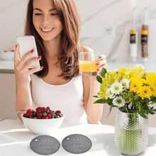 4片装耐热餐垫/隔热垫，多用途硅胶隔热垫，微波炉垫，厨房隔热垫，电热板垫，餐垫，适用于火锅用具、碗碟、厨房台面。（实际产品不含纸板） - 彩色 - 查看 6