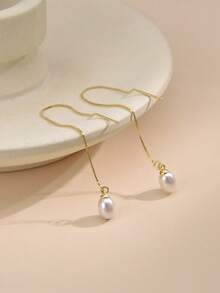 1 par de pendientes de perla natural de plata de ley 925, regalo para mujeres, Día de la Madre, San Valentín, cumpleaños, boda, compromiso, novia