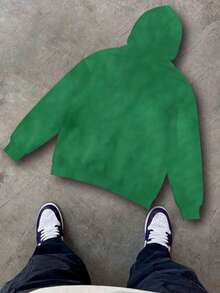 高级男士拉链连帽运动衫 - 橄欖綠 - 查看 2