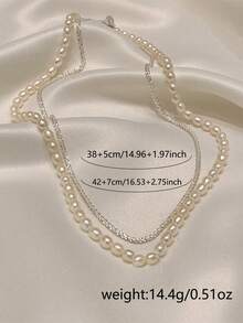 Bộ 2 dây chuyền ngọc trai lấp lánh dành cho nữ (Số lượng ngọc trai ngẫu nhiên) - trắng - Xem 7