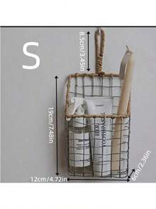 铁丝编织杂物收纳篮，家用壁挂式收纳篮，杂志报刊架（因焊接工艺，铁丝上难免有黑色痕迹） - 彩色 - 查看 6