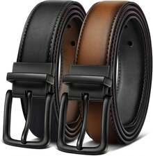 Men's Reversible Adjustable Belt - 1.25" Cut For Fit, 2 Sides In 1 Belt, Ideal For Gifts - 黑色/淺棕色7805 - 查看 3