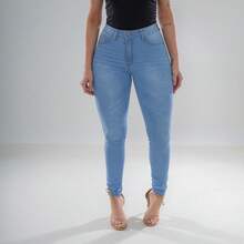 Women's Skinny Pants With High Elasticity - Light Wash - View 1