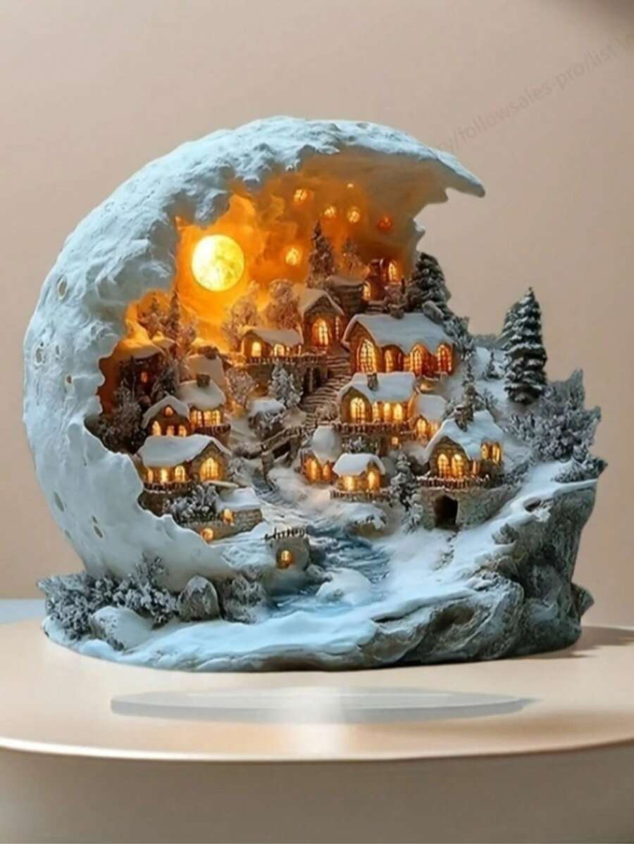 Bohemischer Mondhaus Acryl 2D flache Weihnachtsausstellungshalterung - geeignet für Heim- und Bürodekoration, ideales Weihnachtsgeschenk