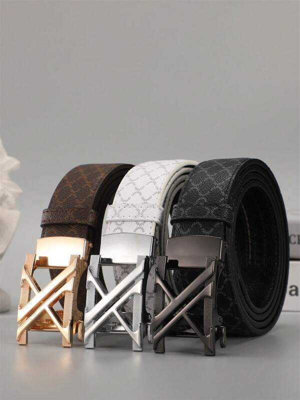 1pc Men's Automatic Buckle Belt, Versatile Fashion Casual Waist Belt For Middle-Aged And Young Men