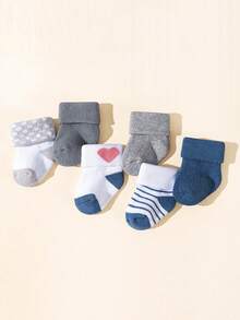 6 perechi de șosete pentru bebeluși, șosete de iarnă din bumbac, șosete groase și căptușite cu fleece, șosete pentru copii, șosete pentru nou-născuți până la jumătatea gambei