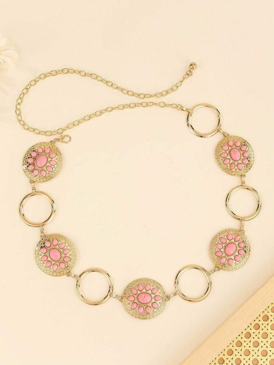 Bohemian Style Pink Turquoise Vintage Belt