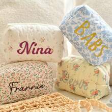 1 Pc Personalized Custom Embroidery Floral Bag Cosmetic/Storage/Toiletry Bag Light Convenient Large Capacity Versatile Embroidery Customization Ideal Gift For Girlfriend Family Classmates Sisters Suitable For Business Trips Vacations Bridesmaid Gifts Makeup Bag Personalized Gift For Her Bridesmaid Proposal Gift Cosmetic Bag Bachelorette Gift Bride Squad Party Favours,Office Decor,Elegant Living