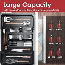 Silverware Organizer - Expandable Kitchen Drawer Organizer, Adjustable Utensil Organizer, Cutlery Tray Forks, Knives, Multipurpose Kitchen Organizers And Storage Solution, Black, Large - Trung bình + Đen - Xem 3