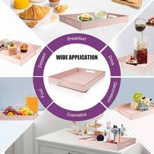 Pink Serving Trays, Decorative Serving Tray With Handles, Coffee Table Rectangular Trays Plastic Tray Ottoman Bathroom, Living Room, 15. U201Dx 10.2u201Dx1.37u201D - Hồng + 15,7" x 11,8" x 1,6" - Xem 6