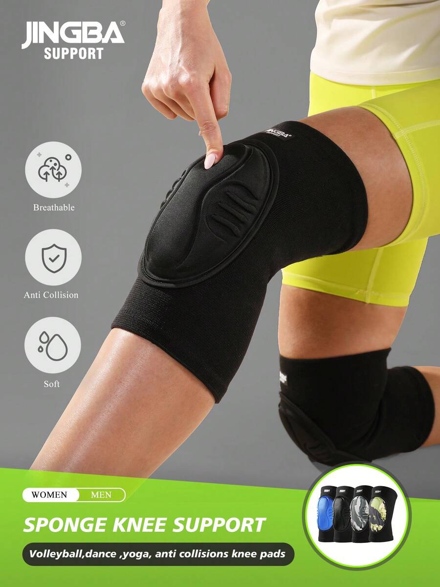 JINGBA SUPPORT 1 Pair Unisex Breathable Knee Pads With Thick Sponge Padding, Suitable For Dance, Volleyball, Roller Skating And Other Sports - Black - View 1