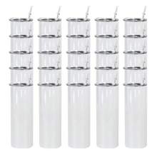 25 Pack 20oz Sublimation Tumbler Blanks Straight Skinny Tumbler Blanks Bulk 20oz For Heat Transfer, Individual Boxed, Double Wall Insulated Tumblers - White - View 2