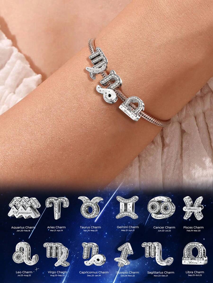 1Pc Glamorous The Twelve Constellation Charm Bead For Women Fit Bracelets Bangles DIY Jewelry Making Girlfriend Gift Fine Ladies Jewellery