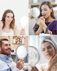 Espejo De Mano, Espejos De Mano, Adecuado para Uso Doméstico Diario, También Se Puede Utilizar En Salones, SPA o Estudios para Exámenes Faciales o De Cabello, Etc - 1 - Ver 3