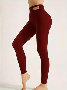 Christmas  Halloween    Fashionable    Warming  Soft    Fabric    Winter    Winter Fleece-Lined Thermal Pants Fleece-Lined Yoga - Màu Đỏ Sâu - Xem 4