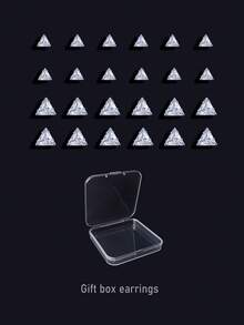 48pcs Geometric Round Square Cubic Zirconia Shiny Stud Earrings, Simple Punk Hip-Hop Style, Gift Box Packing, Suitable For Party, Festival, Date, Gift And Daily Wear