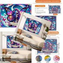 Diamond Painting Kits For Adults Skull Diamond Art Kits For Beginners DIY 5D Full Drill Round Diamond Painting Gem Art For Home Wall Decor Gift 16x12inch