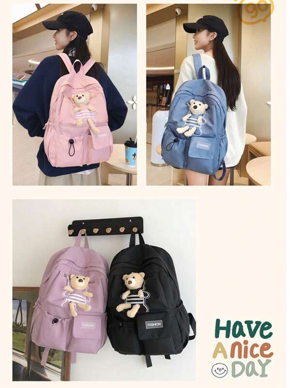 Neuer süßer Plüsch Bär Rucksack, Großer Kapazität Studenten Lässig Reise Schule Campus Mode Rucksack, Universität Hochschule Grundschule Süßer Rucksack, Leicht Süßer Bär Großer Kapazität Rucksack, geeignet für Bücher, Laptop, Notizbuch, Stifte, Wasserflasche und andere Schul-/Büroartikel