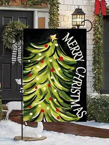 1pc Welcome Winter Coming, Welcome Christmas Double Garden Flag, Durable Polyester, Festive Christmas Tree Design, Suitable For Outdoor Festive Decoration - View 3