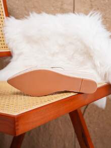 女士时尚草编绳杏色透气镂空尖头坡跟鞋 - 彩色 - 查看 7