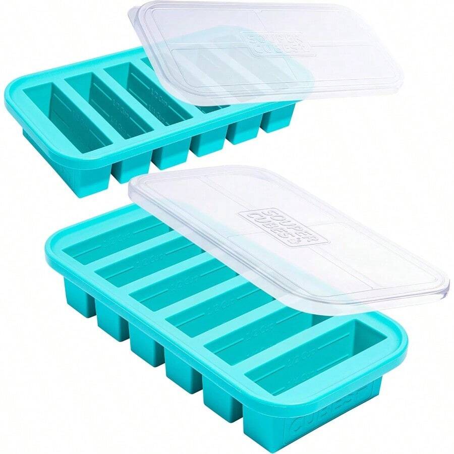 1/2 Cup Silicone Freezer Molds Perfect For Storing Soups Sauces Juices Derts Smoothie Prep And More Freezer Portion Molds For Meal Prepping Aqua 2Pack - Aqua - View 1