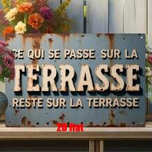 2D Plano, 1 peça Placa de Arte de Parede de Metal, Placa Decorativa de Parede, Estilo de Sacada Francesa, Adequado para Quintal, Bar, Café, Restaurante, Jardim, Presente Ideal para Amigos, Presente de Feriado, 7,8 X 11,2 X 0,32 cm, 2D Plano - Multicolorido - Visão 3