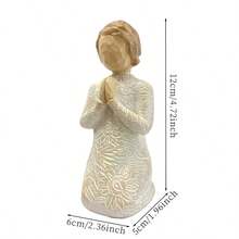 MINGZHANG 1 Girl Sculpture, Resin Hand-Painted Sculpture Figure, Exquisite Pattern Carving, Home Desktop Table Decoration Small Sculpture, Suitable For Living Room Decoration, Christmas Home Decoration, Home Décor - 彩色 - 查看 3