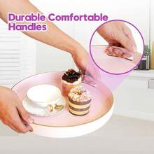 Pink Serving Trays, Decorative Serving Tray With Handles, Coffee Table Rectangular Trays Plastic Tray Ottoman Bathroom, Living Room, 15. U201Dx 10.2u201Dx1.37u201D - Hồng + 13" - Xem 3