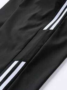 New Men's Casual Pants, Loose Fit, Personalized Design. Suitable For Daily Casual And Sports Wear, Sweatpants Or Outdoor Trousers - Black and White - View 5