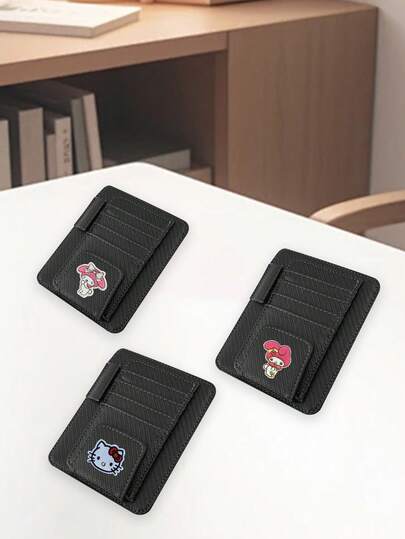 Sanrio مشبك تخزين لواقي الشمس للسيارة قطعة واحدة، حامل نظارات متعدد الوظائف، مشبك بطاقة/هوية، مناسب لداخل المركبة