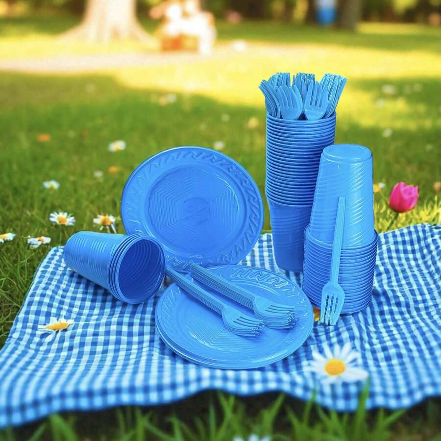 Economic Disposable Kit For 50 People And 150 Party Items - Light Blue - View 1