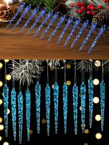 12pcs Transparent Ice Column Pendant - Elegant Hanging Pointed Ice Columns, DIY Holiday Atmosphere Decoration, Suitable For Christmas Trees, Weddings, Parties, Durable PVC Ice Chains, Easy To Hook, Indoor/Outdoor Use
