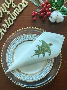 ABEST6522 Home&Living store 1件 100%聚酯纖維聖誕餐巾，刺繡工藝布餐巾，優雅簡約，廚房餐巾，適用於咖啡廳、餐廳、派對、約會、婚禮等場合的居家裝飾，正方形餐巾 - 彩色 - 查看 3