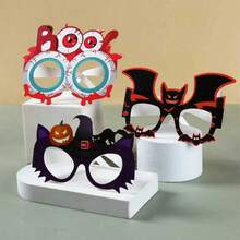 8pcs Halloween Decoration Paper Glasses Pumpkin Spider Shaped Ghost Party Funny Photo Props Paper Glasses,Trick Or Treat Decorations - 彩色 - 查看 6