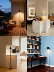 1 pieza Lámpara de piso recargable de 1200mAh, luz de lectura de escritorio ajustable en brillo, lámpara atmosférica de pie, interruptor táctil, adecuada para dormitorio, sala de estar, lámpara decorativa de mesita de noche, luz nocturna