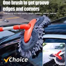Car Wash Mop With Double Brush Head And 360° Rotation For Roof And Window Cleaning - Default - View 4