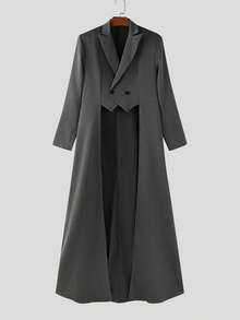 INCERUN Fashion Mens Lapel Neck Button Front Long Sleeve High Low Blazer Party Halloween Jacket Coat - Xám - Xem 4