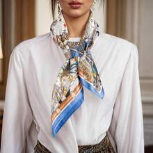 Mulberry Silk Scarfs Small Square Scarfs For Women 21" X 21" Lightweight Square Satin Head Scarf Neck Scarves{"Size_name":"27.5\"","Color_name":"Blue"} - 藍英吋 - 查看 8