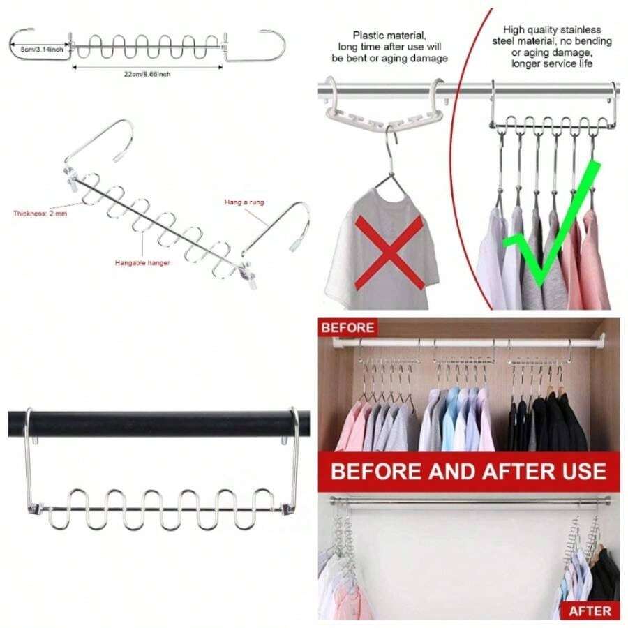 Perchas Ahorro de Espacio Ropa Ganchos para Colgador Nios Mgicas Metal Magicas Ahorrar Multiple Ahorra Organizador Guardarropa Organizadores en Cascada MultifuncionalesPlata, 6PACK - Pago + 4PACK - Ver 1
