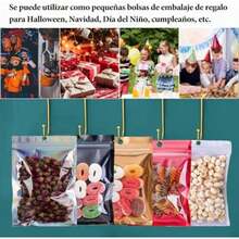 300 Bolsas para Gomitas, Bolsas Resellables Pequeñas con Cierre Hermético, Multiusos para Snacks, Frutos Secos, Cosméticos, Accesorios, etc (, )(Rojo 10 X 15 CM) - Tipo 3 - Ver 8